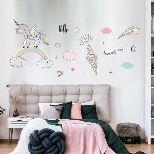 Cartoon Hand-painted Rainbow Wall Stickers Cartoon Horse Cloud - Picture 1 of 11