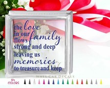 Strong Love Family Memories Glass Block Decal Mothers Day Craft Sticker Holiday