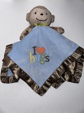 Carters Just One You I Love Hugs Blue Brown Monkey Plush Security Blanket Lovey