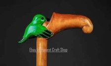 Hand Carved Humming Bird Handle Walking Stick Walking Cane Wooden X Mass Gift W2