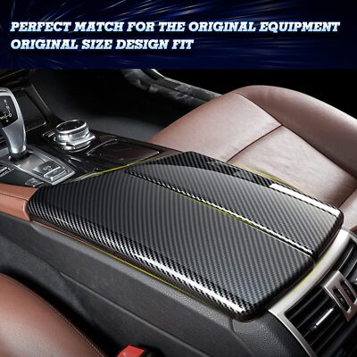 2x Carbon Fiber ABS Armrest Box Panel Trim Cover For 2010-2016 F10 F11 535i 550i
