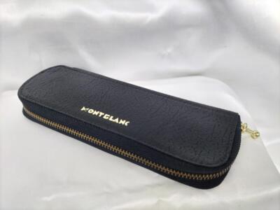 Montblanc Pen Case Pouch For 2 Black Zip Vintage Stationery Logo