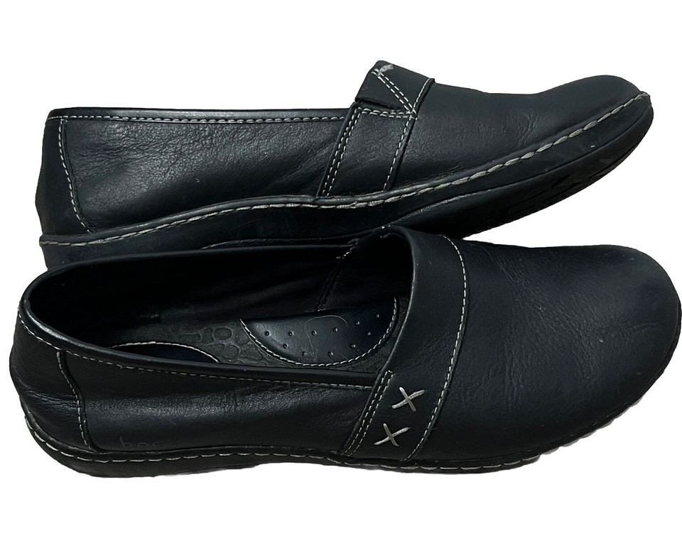 BOC Shoes Born On Concept Black Leather Slip On Loafer Womens Size 9