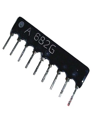 50PCS A09-682G SIP-9 A09-682 6.8K Ohm 8 Commoned Resistor Network Array 9 PIN