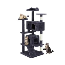 DUMOS 54-inch Indoor Cat Tree Tower –Multi-Level Pet House for Larg... Fas