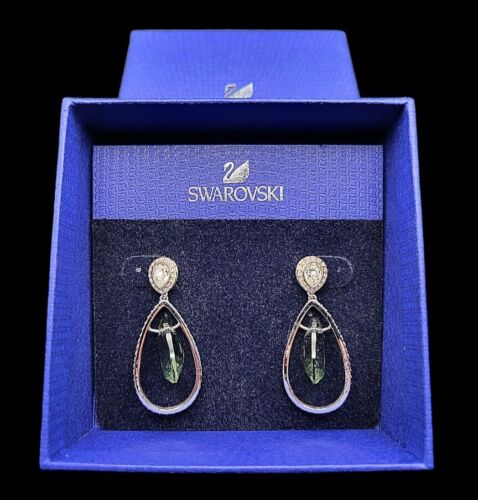 °♡ GENUINE SWAROVSKI CRYSTAL  EARRINGS ♡° SIGNED SWAN ° CARD INCLUDED ♡° - Picture 1 of 3