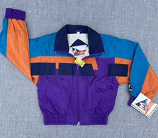 Vintage Youth 6 Jacket Windbreaker Mighty Mac Purple Teal Colorblock 90s 1990S