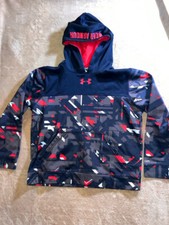 Under Armour Youth Large Black Red White Digital Print Lined Pullover Hoodie