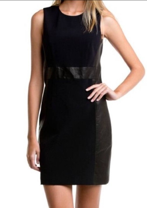 Theory LAMB LEATHER dress Black Taline C Sleeveless panel Dress Sz 2