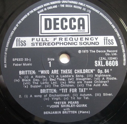 SXL 6608 Britten Journey Of The Magi etc Pears Britten Decca EX/VG + insert - Picture 3 of 6