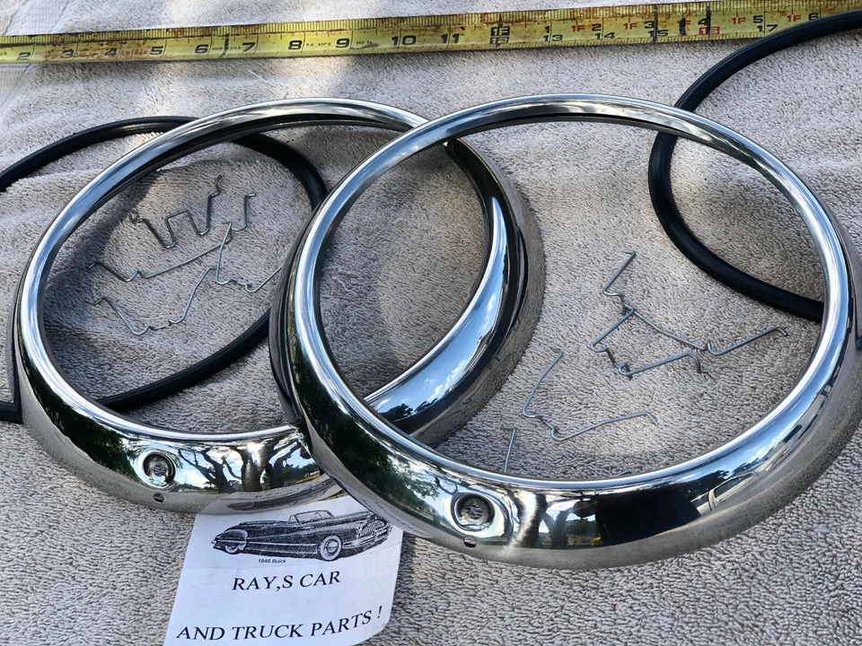 NOVO CONJUNTO COMPLETO DE ANÉIS DE FAROL DE SUBSTITUIÇÃO DE CARRO CHEVROLET 1949 A 1952! - Imagem 2 de 4