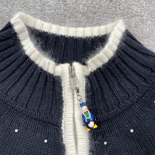 Vintage Quacker Factory Penguin Christmas Zip Up Cardigan Sweater Women’s Size S - Picture 5 of 10