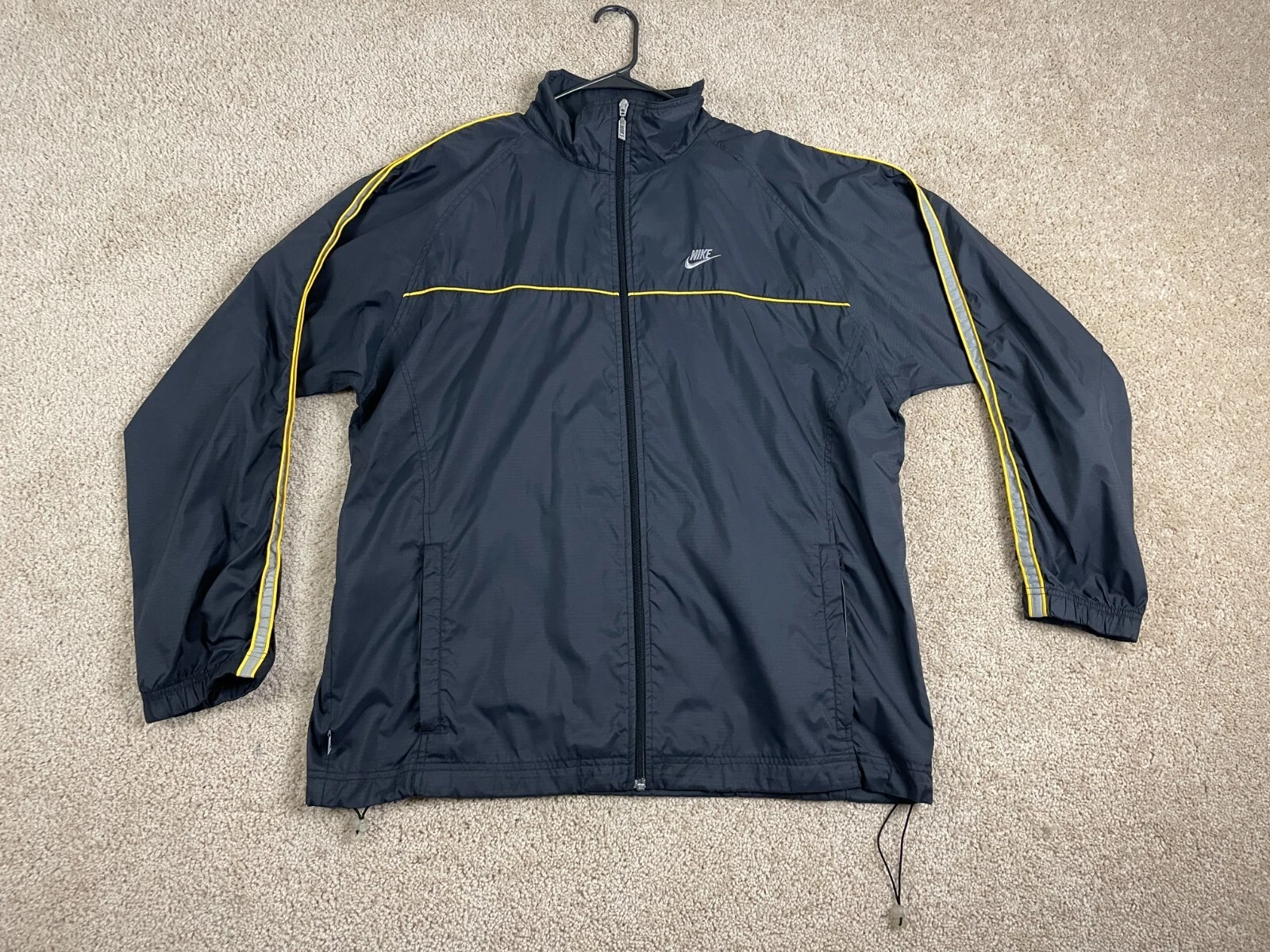 Vintage Nike Windbreaker Mens XL Full Zip Collared Swoosh Logo Embroidered Black