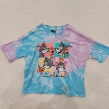 Tom  Jerry T-SHIRT Girls Size Medium 8-10 Tie Dyed Colorful Cartoon