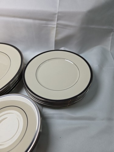 15pc Lenox Black Royale China 5 Medium Plates 5 Large Plates 5 Saucer Plates - Bild 3 von 8