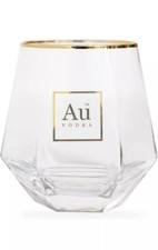 Set Of 2 X AU Vodka Glasses Brand New 100% Genuine *Solid Glass Not Plastic*