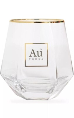 Set Of 2 X AU Vodka Glasses Brand New 100% Genuine *Solid Glass Not Plastic*