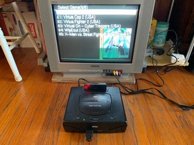 Sega Saturn black console system + Saroo cartridge + wireless controller lot