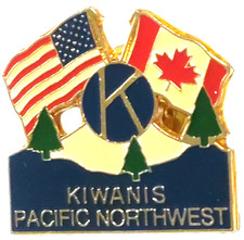 Kiwanis International Pacific Northwest US/Canada Crossed Flags Lapel Pin