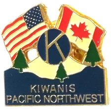 Kiwanis International Pacific Northwest US/Canada Crossed Flags Lapel Pin