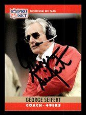 George Seifert SF 49ers 1990 Pro Set Auto Autograph Coach #299 w/COA