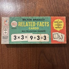 Vtg Milton Bradley Flash Cards Multiplication/Division Math 3.5" x 8" 45 pc