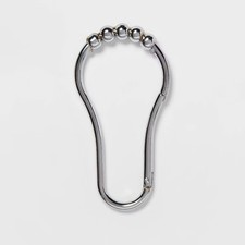 V Hook Shower Curtain Rings Chrome Zinc Alloy, Chrome-Plated, 12-Pack Hooks