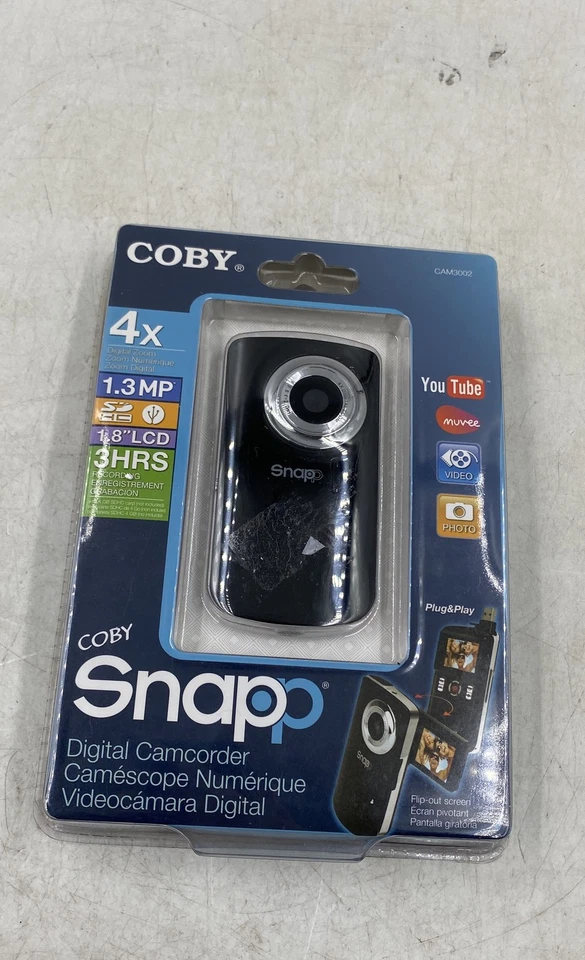 Coby Snapp CAM3002 Black 1.3 MP 4X Digital Zoom Pocket Camcorder In Box - Image 2 of 4