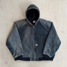 Carhartt J140 BLK faded black hooded work wear jacket 2XL