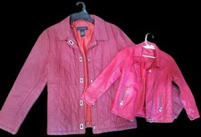 Dialogue SZ M Jacket Red Leather Diamond Stit...
