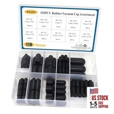 118 Pcs Vacuum Caps Assortment, 10 Sizes Rubber Vacuum Caps Kit,Vacuum Plugs