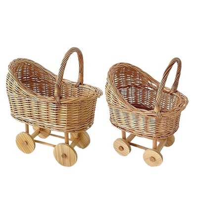 Stroller Shaped Flower Basket Wedding Gift Basket with Handles Flower Storage