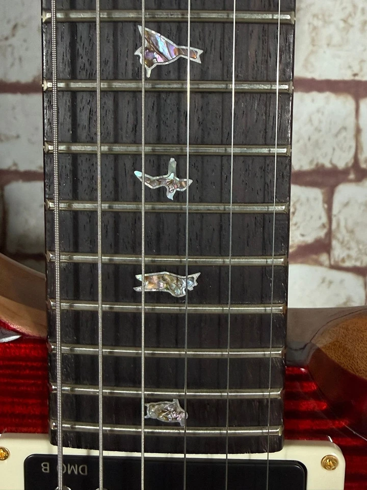 PRS Wood Library-Modell Custom 24-08 Red Tiger - 10 Top- Pink Heart Centers/Spar - Bild 4 von 4