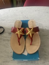 Miss Trish of Capri Red/Gold Leather Thong Sa...