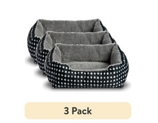 Vibrant Life Plush Pet Bed Small Dog Cat 19"x15" Cozy Cuddle Black White Diamond