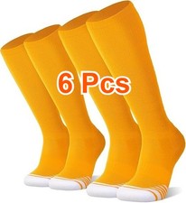 6 Pcs Gold Baseball Soccer Softball Socks Knee High Sport Socks for Adults Kids