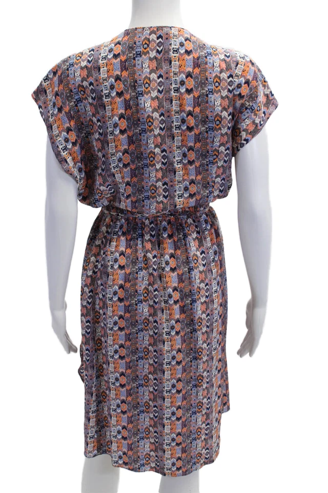 Tucker женщин надежном платье синий v-образным вырезом короткий рукав Aztec полиэстер размер L - Изображение 3 из 4