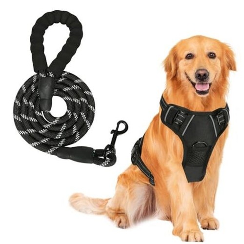 Dog Harness, Adjustable Soft Padded Dog Vest,No-Pull Pet Harness X-Large Black