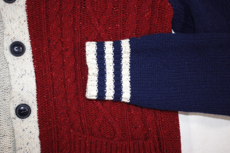 Tommy Hilfiger Suéter Para Hombres M Stevenson Mantón Cuello Lana de Cordero Cárdigan Rojo Azul Foto 3 de 4