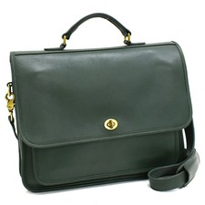 Vintage COACH Colebrook Messenger Briefcase 5181 Purse Green Leather T1CF