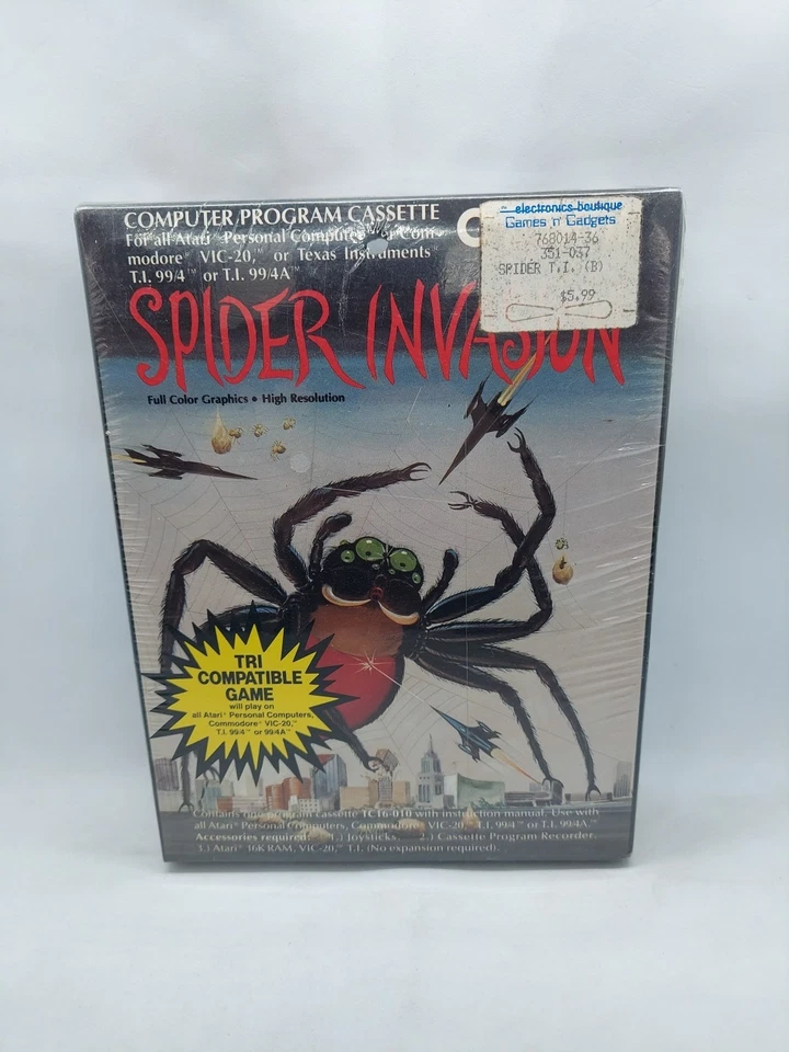 Cosmi Spider Invasion Game for Atari 400, 800, Commodore Vic 20, TI 99 - Image 2 of 4
