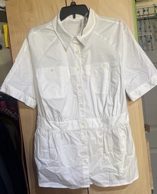 Women s Size 1X Worthington Woman Stretch Button Up Blouse Cool White Shirt