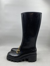 Gucci Horsebit Rubber Rain Boots Black Lug Sn...