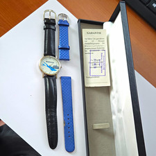 Bodensee Armbanduhr analog rund Lederarmband schwarz weißes ZB silber Box