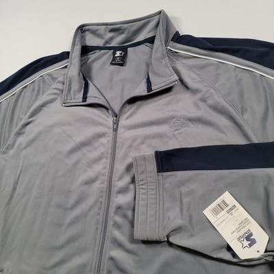 NEW Starter Tricot Track Jacket Mens 3XL 54-56 Gray Navy Full Zip Big Tall