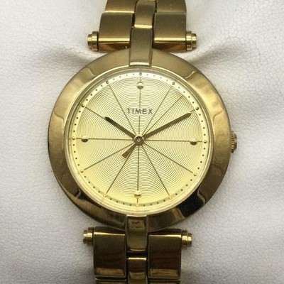 Timex Greenwich Women Watch 33mm Gold Tone T2P548 New Battery 7.5''