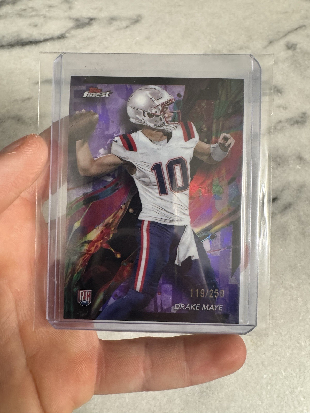 2024 Topps Finest - Common Drake Maye #62 Purple Refractor /250 (RC)