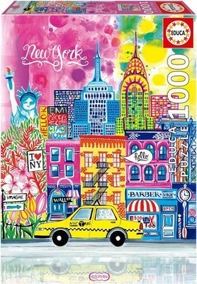 NEW Educa Jigsaw Puzzle 1000 Pieces Art Landscape Collage New York by Car Pintos