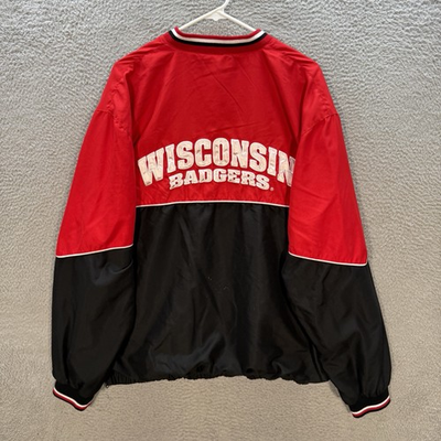 #ad Wisconsin Badgers Jacket Adult 2XL XXL Red Black Windbreaker NCAA College $13.96