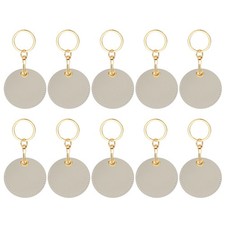 10pcs Leather Keychain,55mm Sublimation Keychain Blanks,Round,Grey